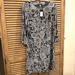 Tommy Hilfiger Navy and White Floral Print Dress Size 4